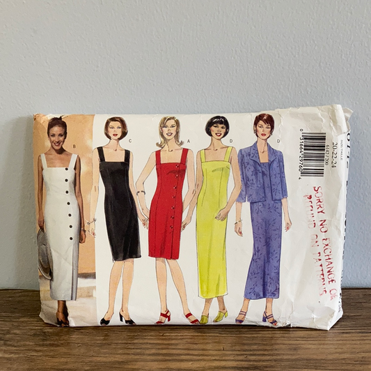 Misses and Misses Petite Jacket and Sleeveless Dress Sewing Pattern Size 20 to 24 Butterick 6142