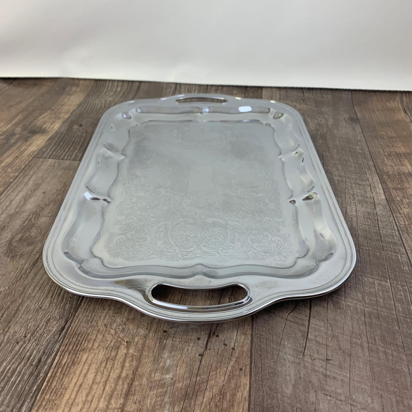 Large Metal Serving Tray with Handles