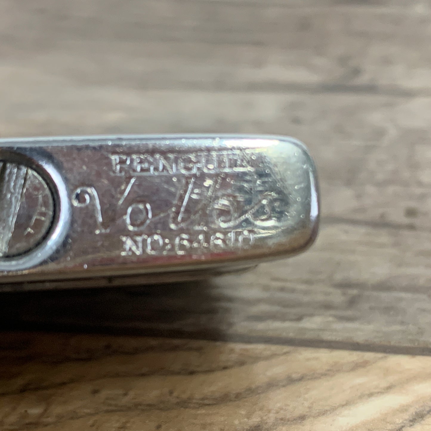 Vintage Metal Lighter with Etched Airplane Design Penguin Volks no 64610