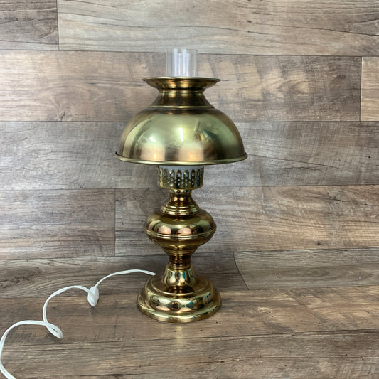 Vintage Brass Lamp, Electric Oil Lamp Style, Vintage Table Lamp