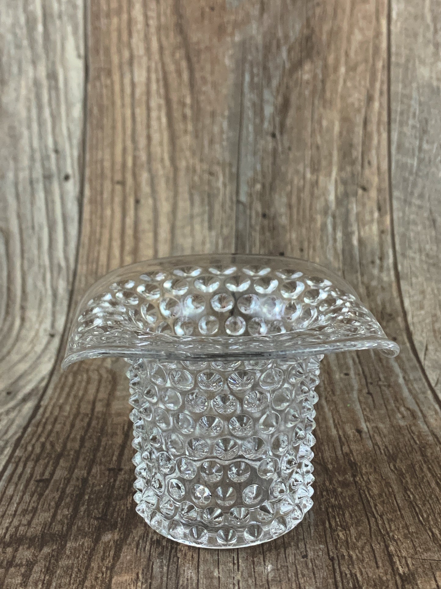 Vintage Glass Hat with Hobnail Pattern Clear Glass Hobnail Top Hat