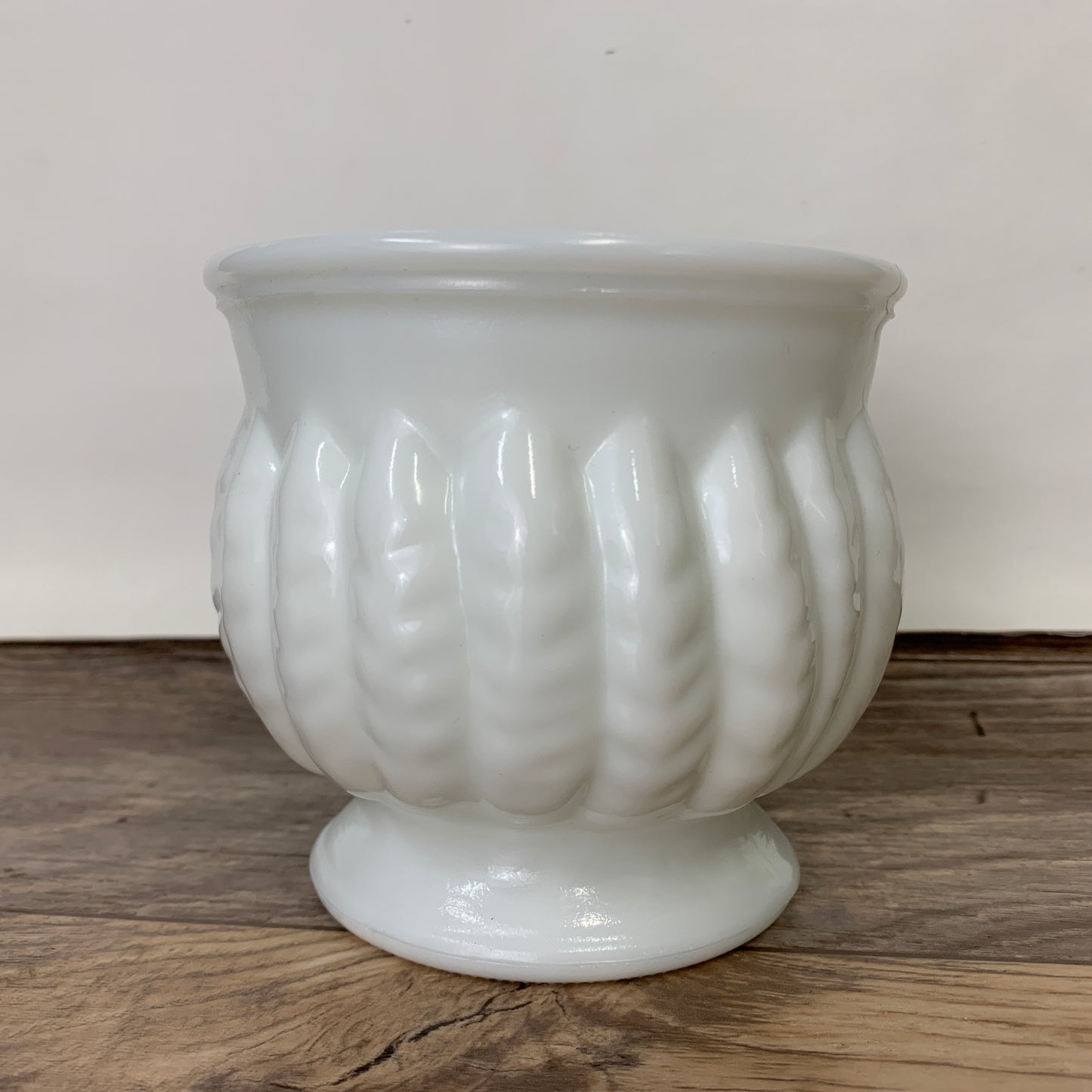 Small Milk Glass Planter, Randall Milk Glass Planter with Feather Pattern