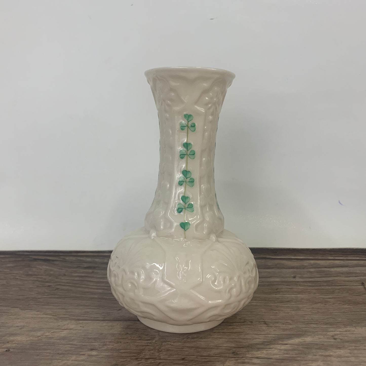 Belleek Shamrock Bud Vase, Irish Porcelain Spill Vase