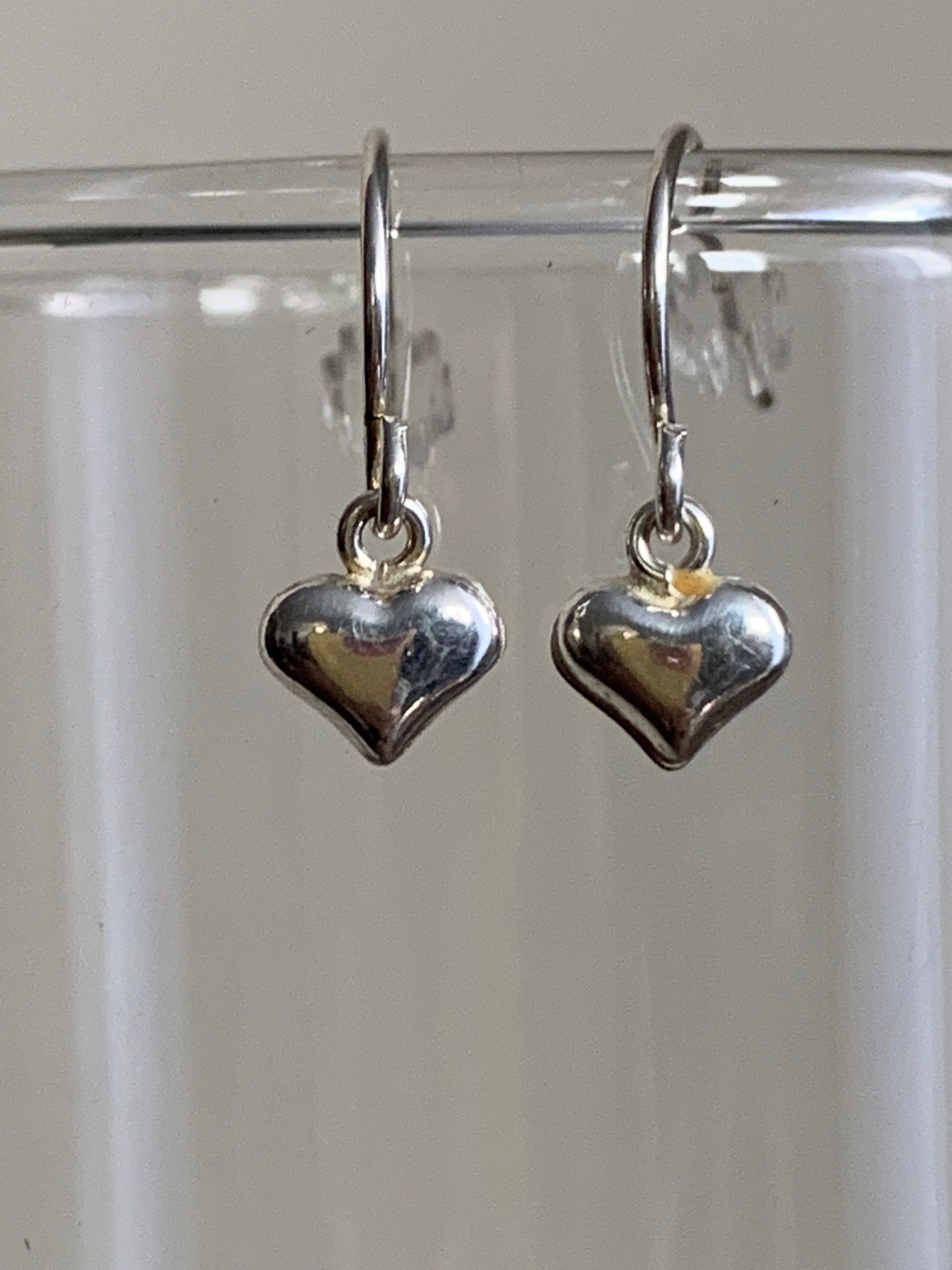 Silver Hearts Dangle Earrings Puffy Hearts Girlfriend Gifts Stocking Stuffers