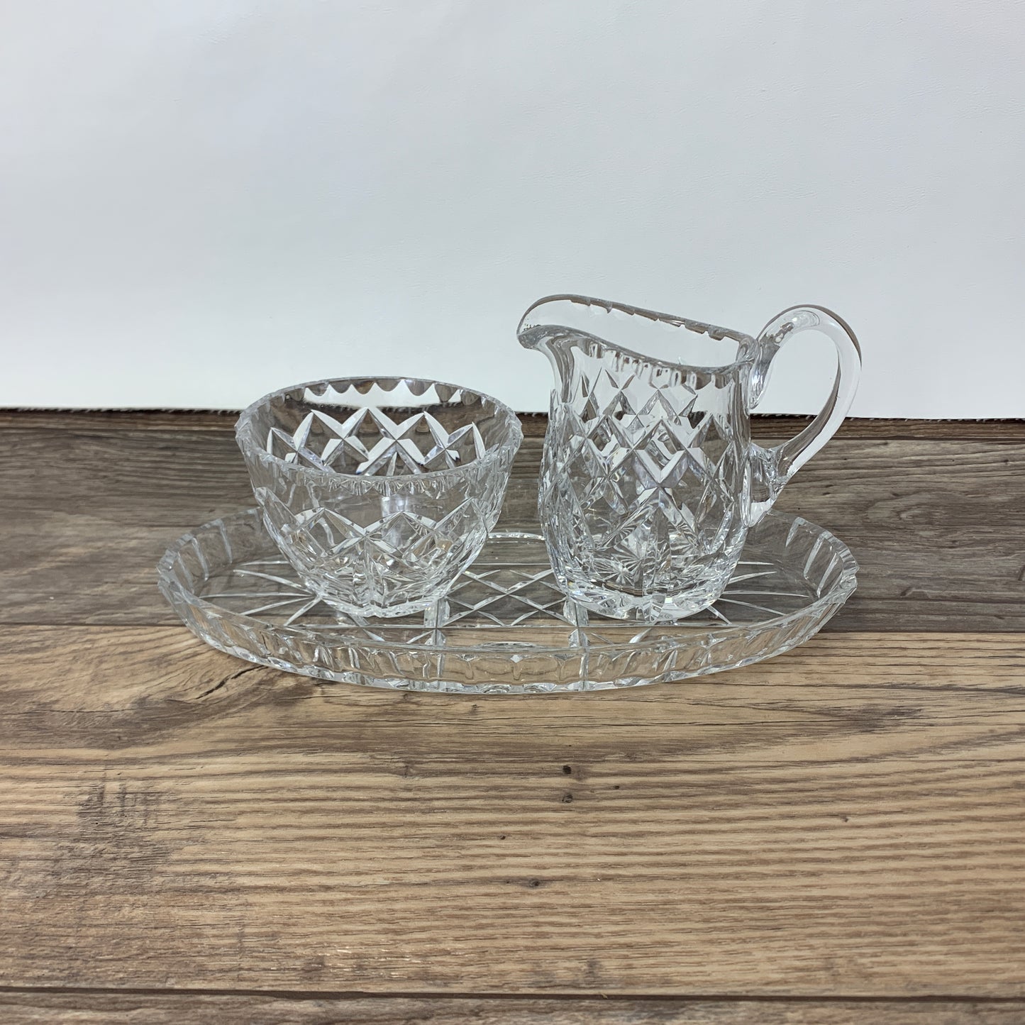 Crystal Cream and Sugar Set with Tray