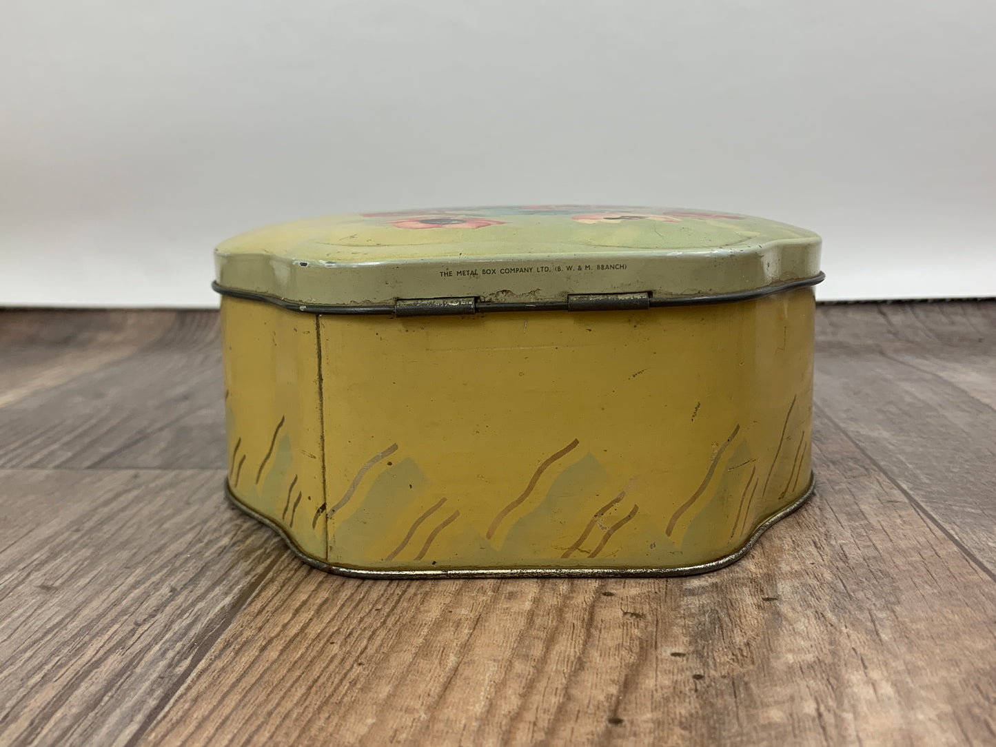 Vintage Cookie Tin with Hinged Lid Floral Design