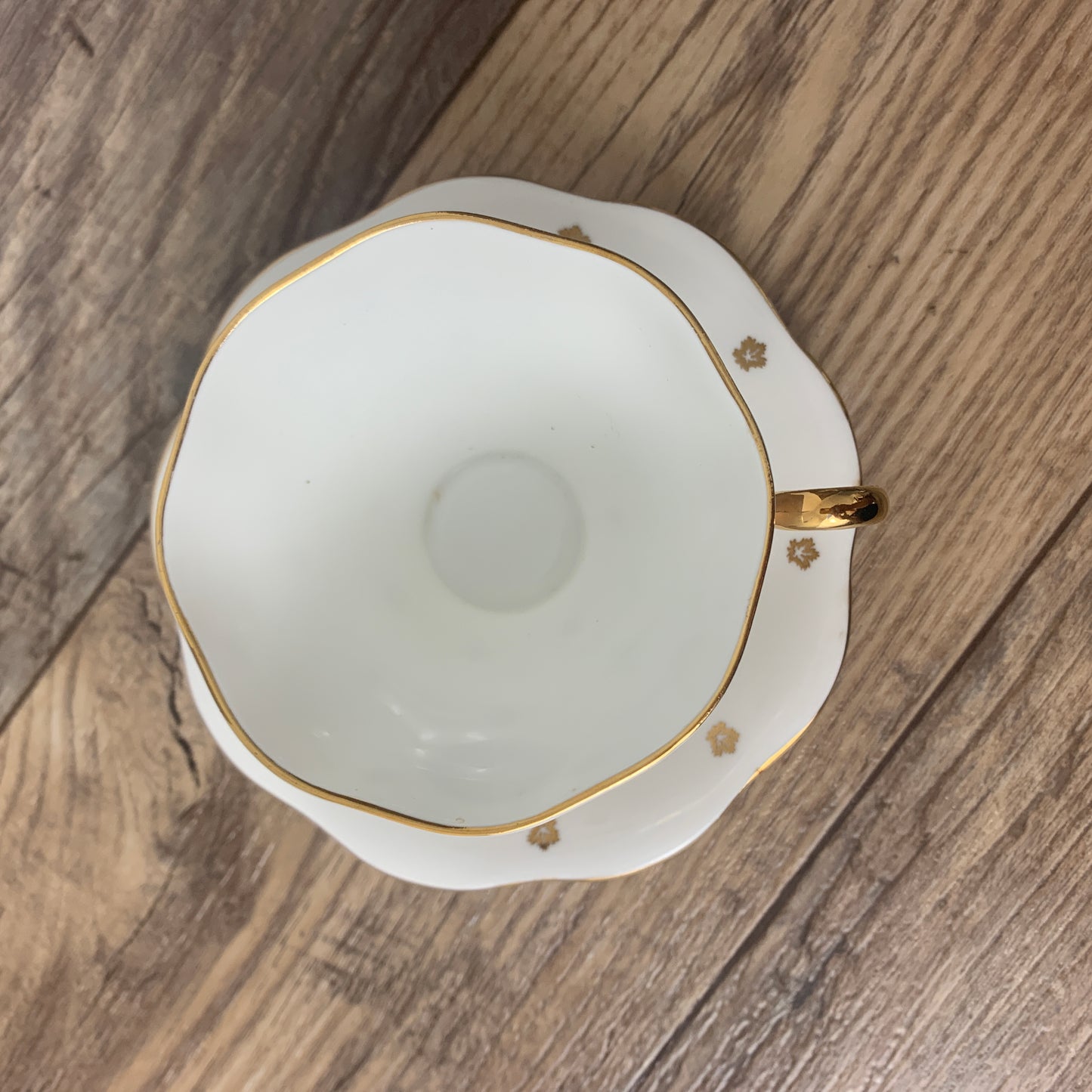 White and Gold Vintage Teacup and Saucer For Home and Country EB Foley