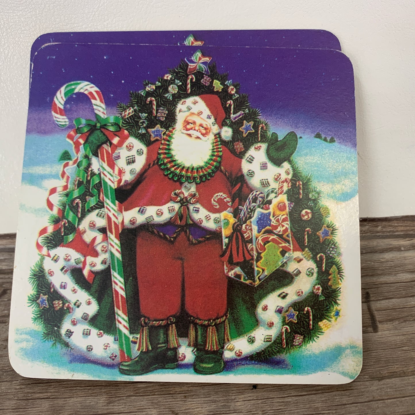 Santa Coasters with Cork Backing set of 4