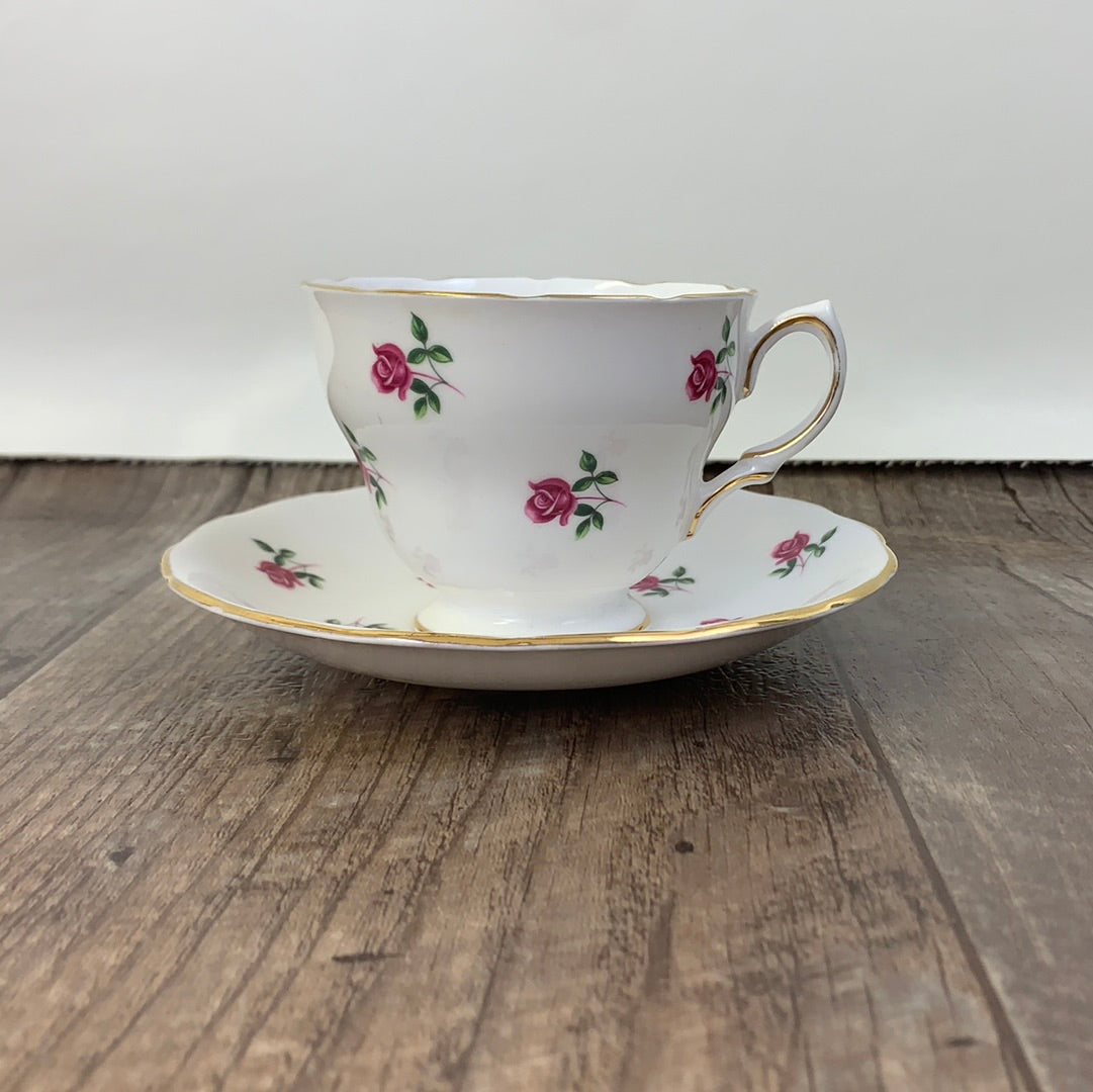 Vintage Teacup with Pink  Rosebuds Colclough Bone China English Tea Cups