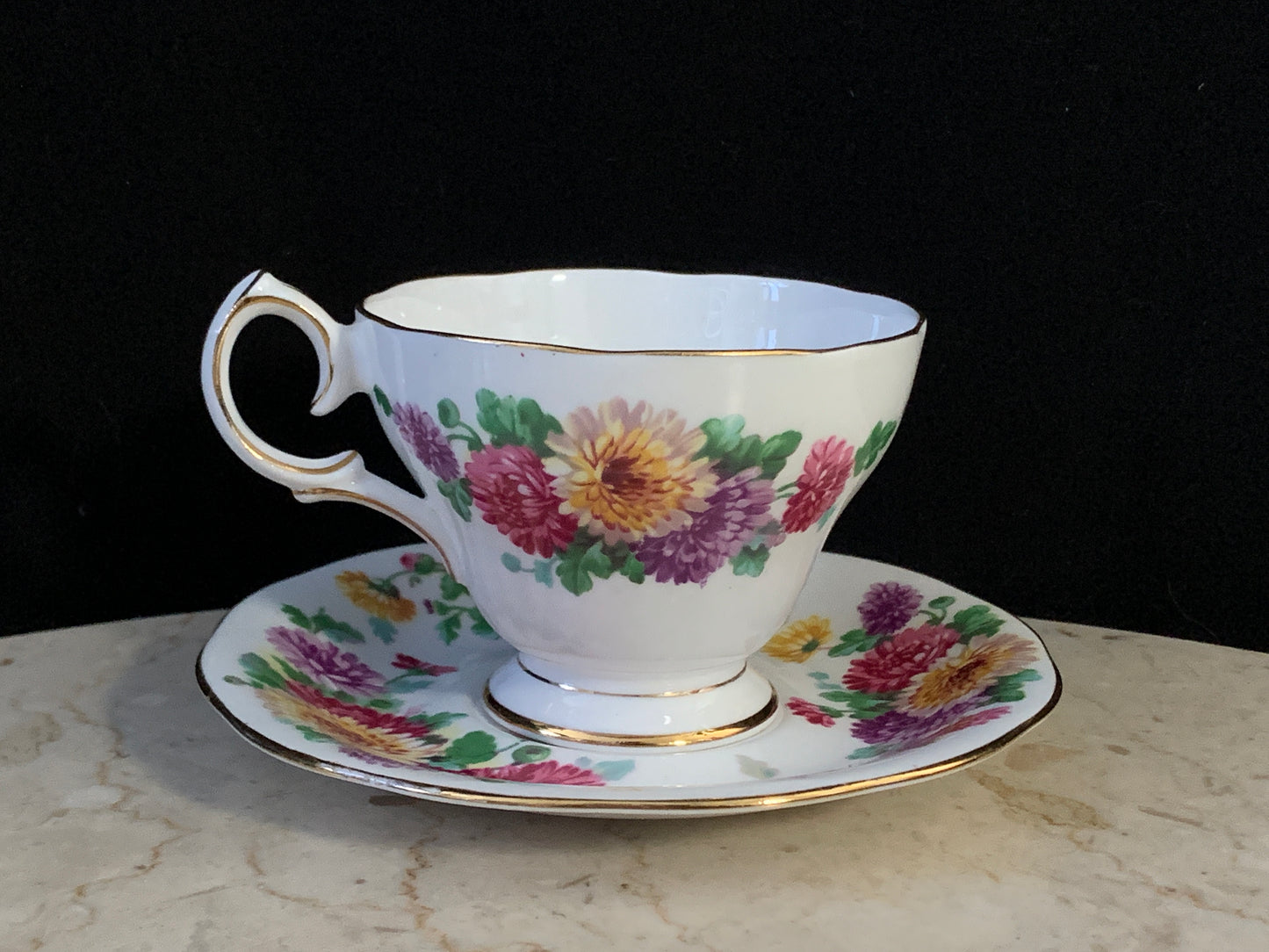 Queen Anne Vintage Tea Cup Autumn Glory Floral Pattern Teacup
