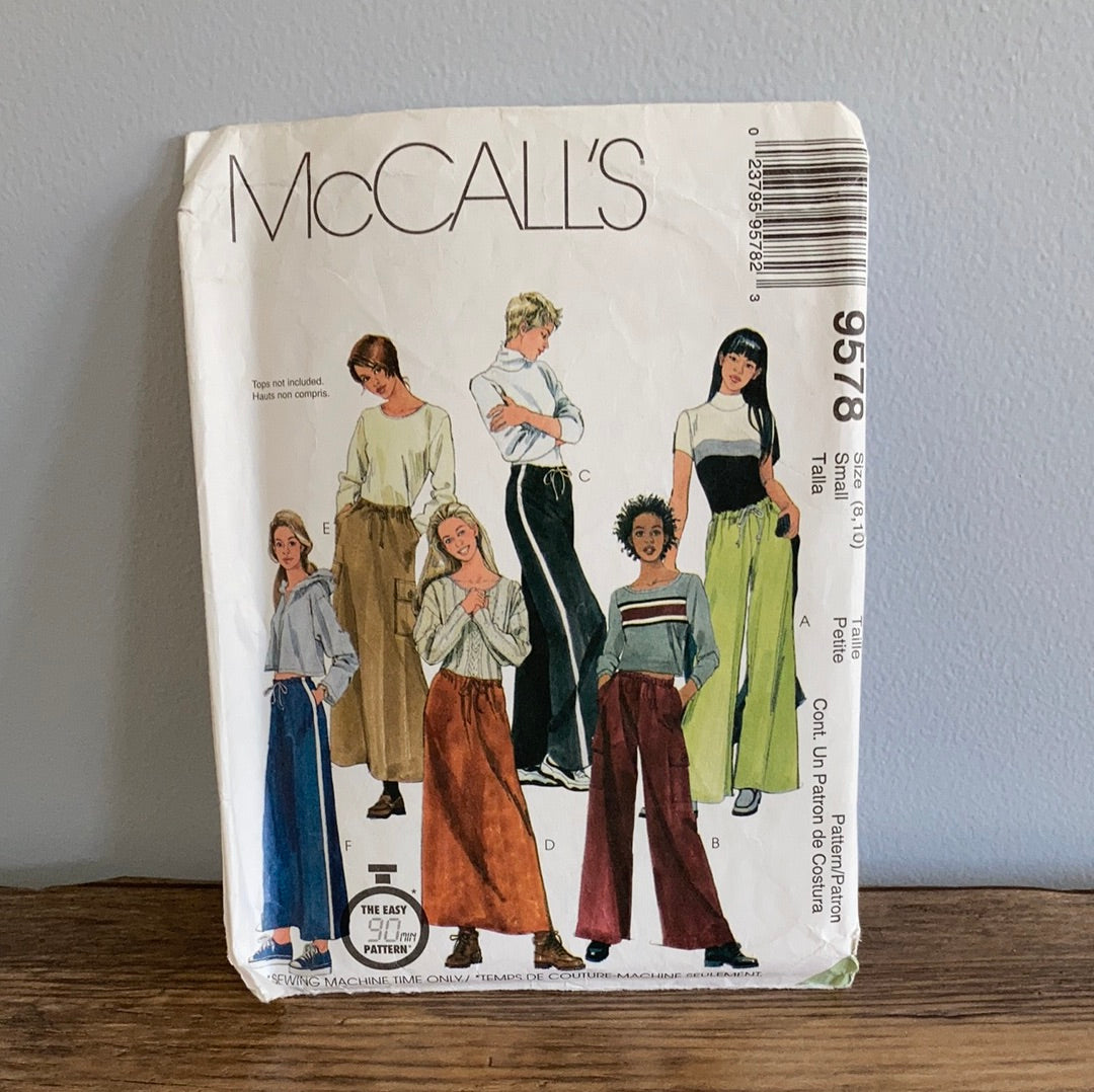 Misses Wide Leg  Pants and Long Skirt Sewing Pattern Size 8 and 10 McCalls 9578