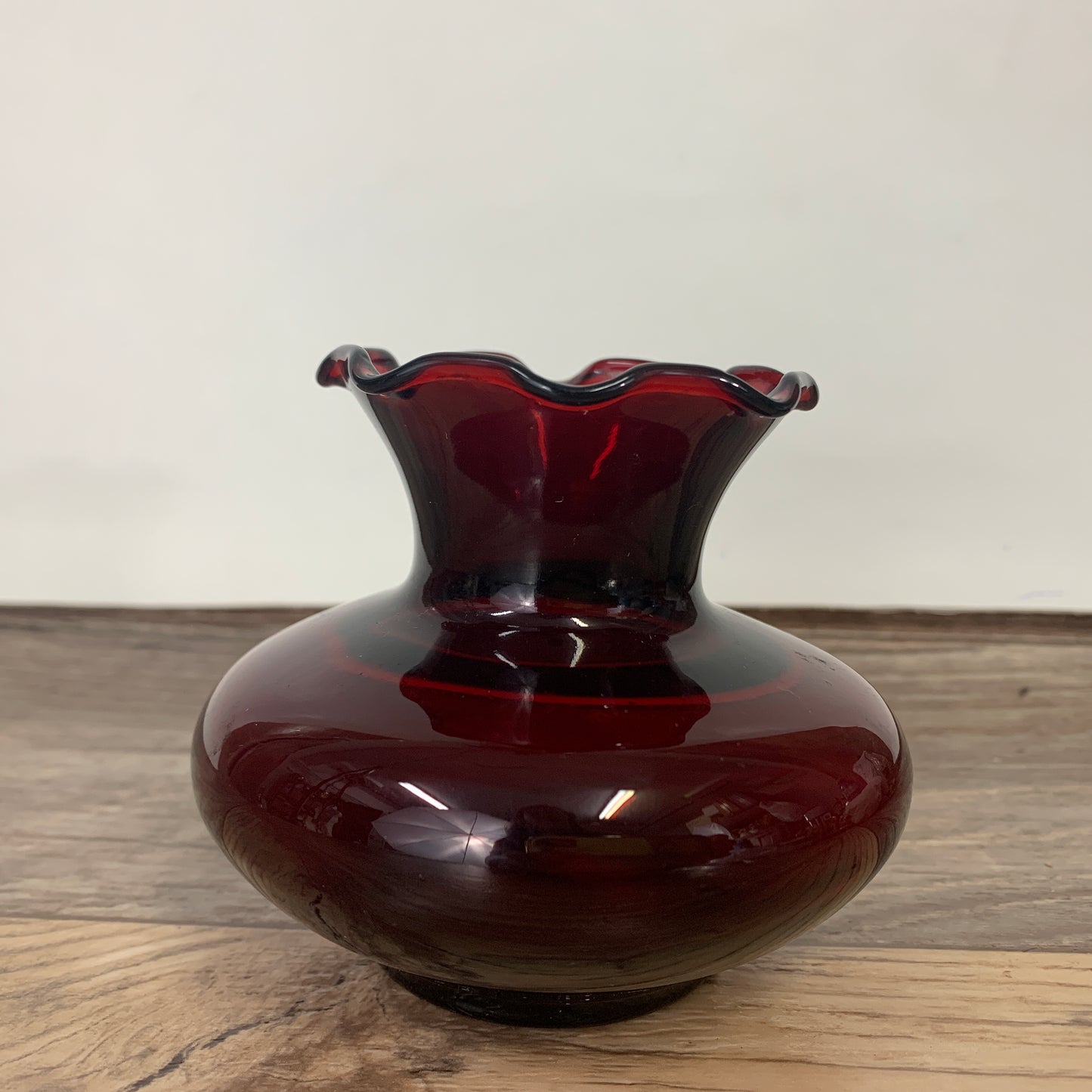 Ruby Red Small Ruffle Vase, Anchor Hocking Glass Co