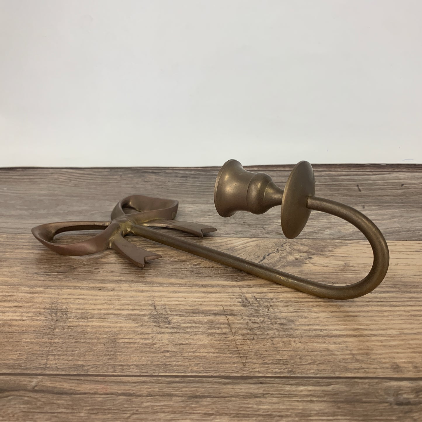 Vintage Brass Hanging Candlestick Holder with Bow