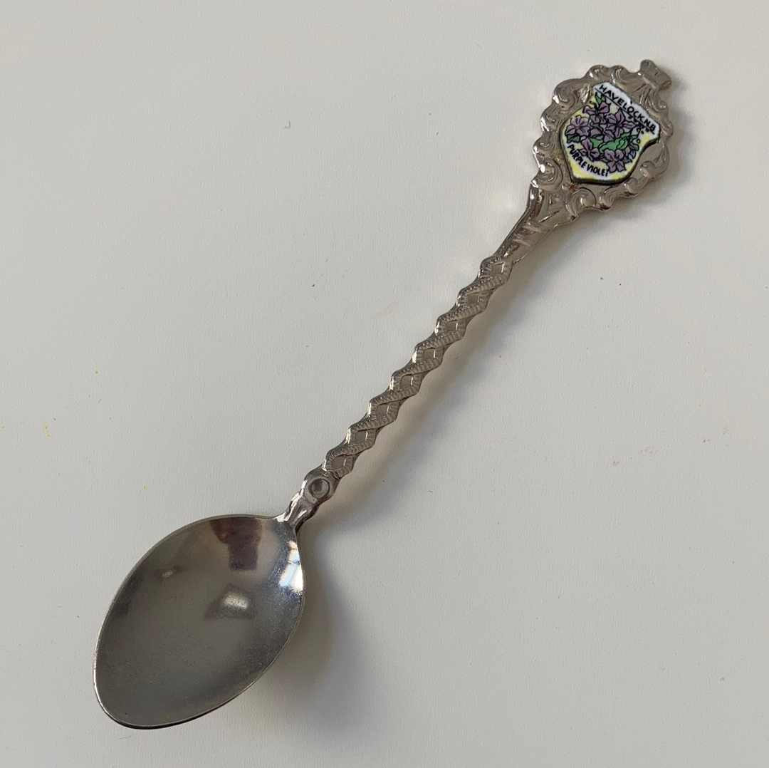 Havelock New Brunswick Canada with Purple Violets Collectible Vintage Souvenir Spoon