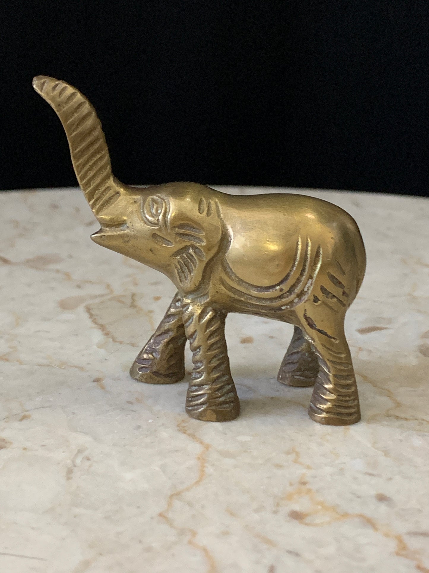 Small Brass Elephant - Vintage Animal  Figurine - Circus Animal - Brass Zoo Animal - Vintage Decor - Lucky Elephant Figurine