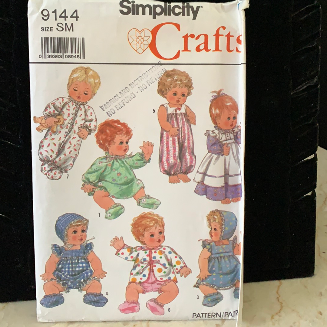 Vintage Sewing Pattern Doll Wardrobe Pattern Simplicity Crafts 9144