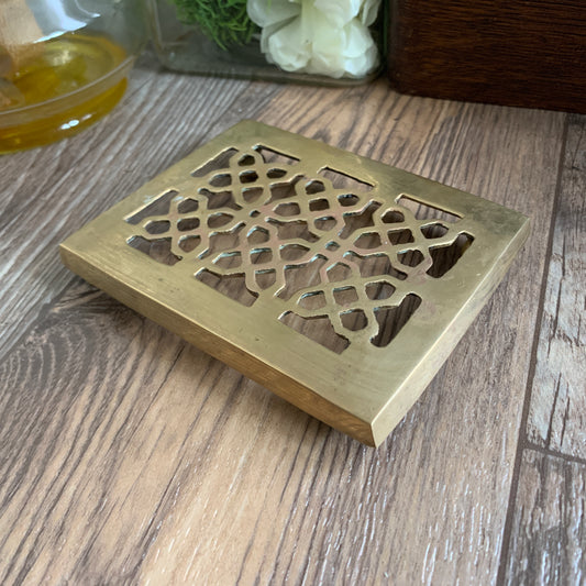 Vintage Brass Trivet with Cut Work Design, Brass Hot Plate