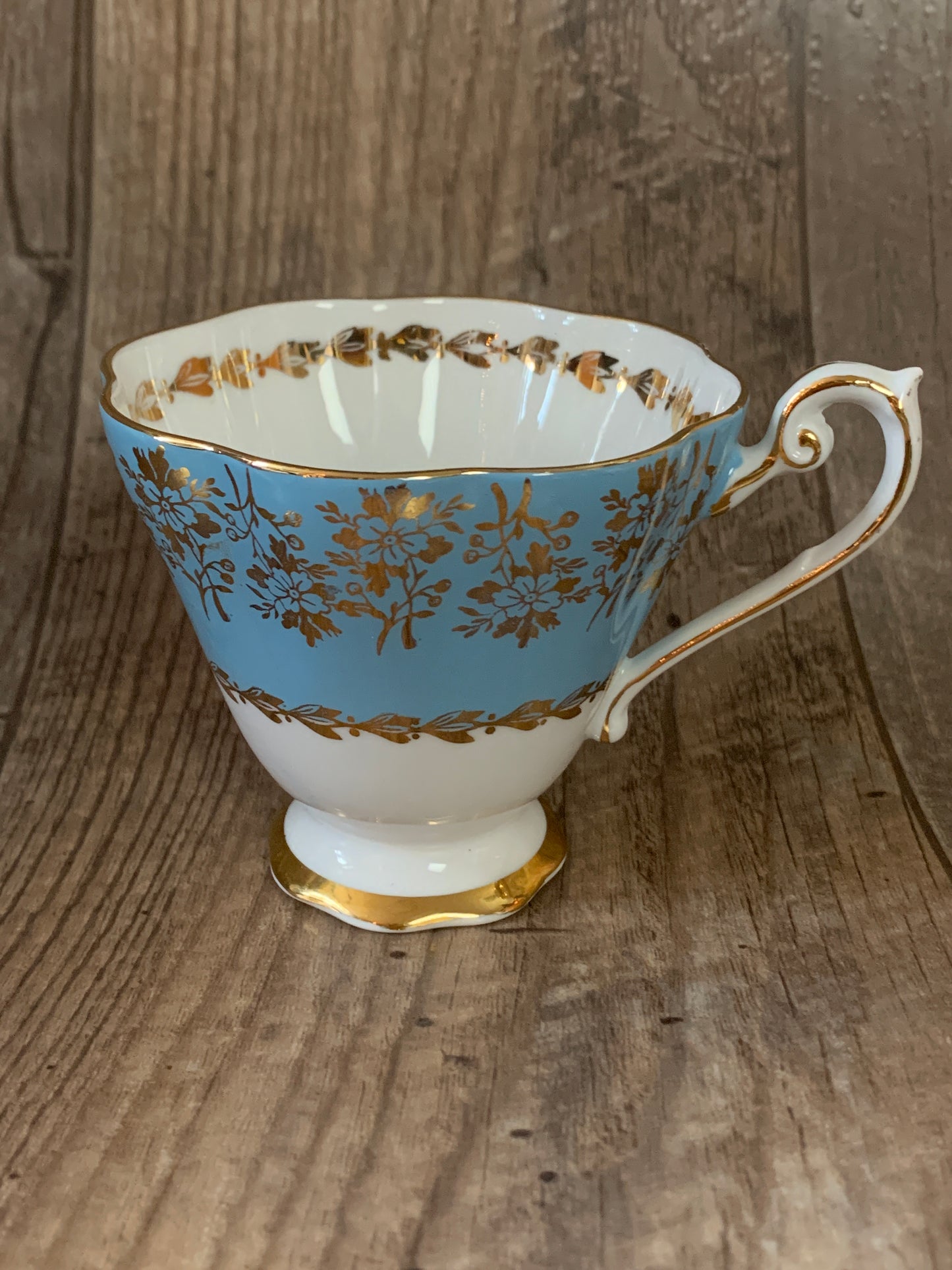 Blue and Gold Vintage Tea Cup and Saucer Royal Standard Teacup