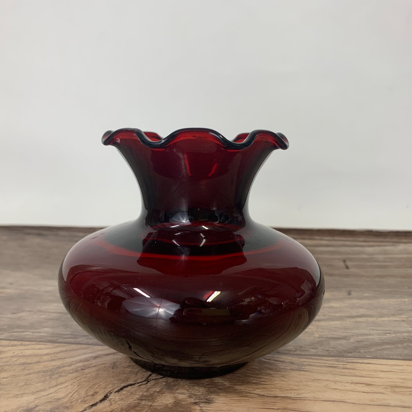 Ruby Red Small Ruffle Vase, Anchor Hocking Glass Co