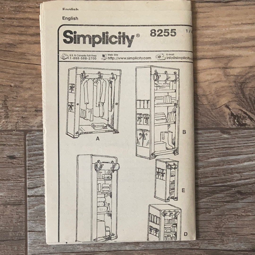 Home Organizing Cover for Freestanding Shelves Sewing Pattern Simplicity 8255