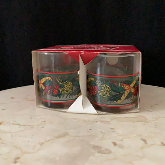 Set of 4 Vintage Christmas Cocktail Glasses NOS