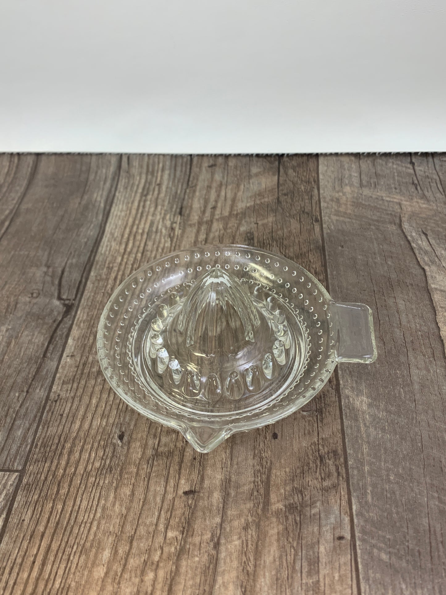 Small Clear Glass Juice Press with Hobnail Pattern Vintage Citrus Reamer Vintage Kitchen