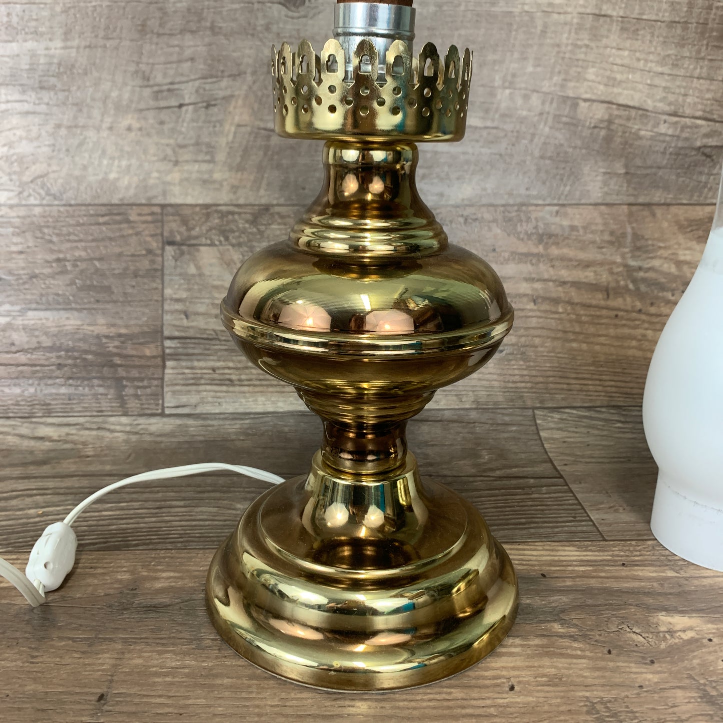 Vintage Brass Lamp, Electric Oil Lamp Style, Vintage Table Lamp