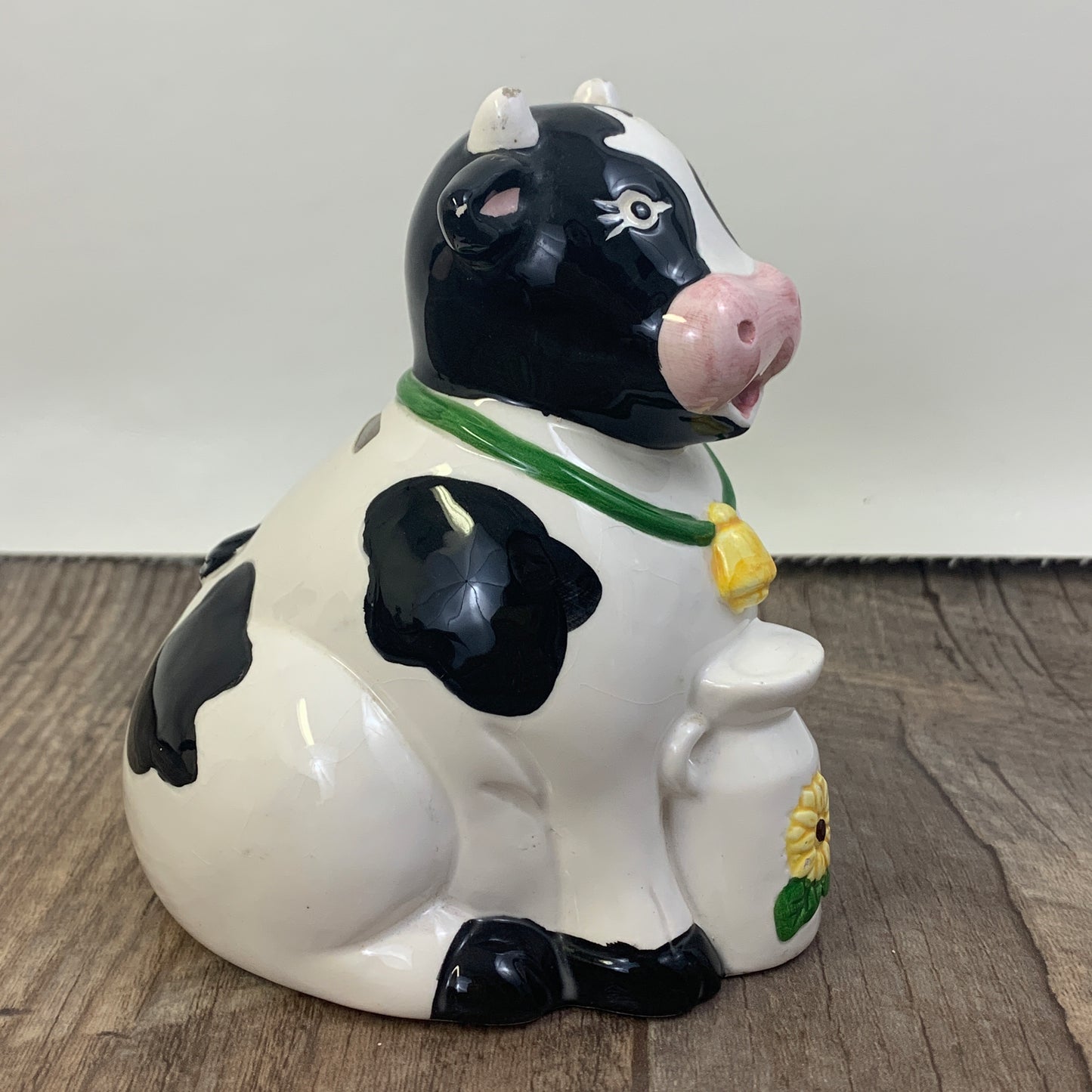 Black and White Ceramic Cow Coin Bank