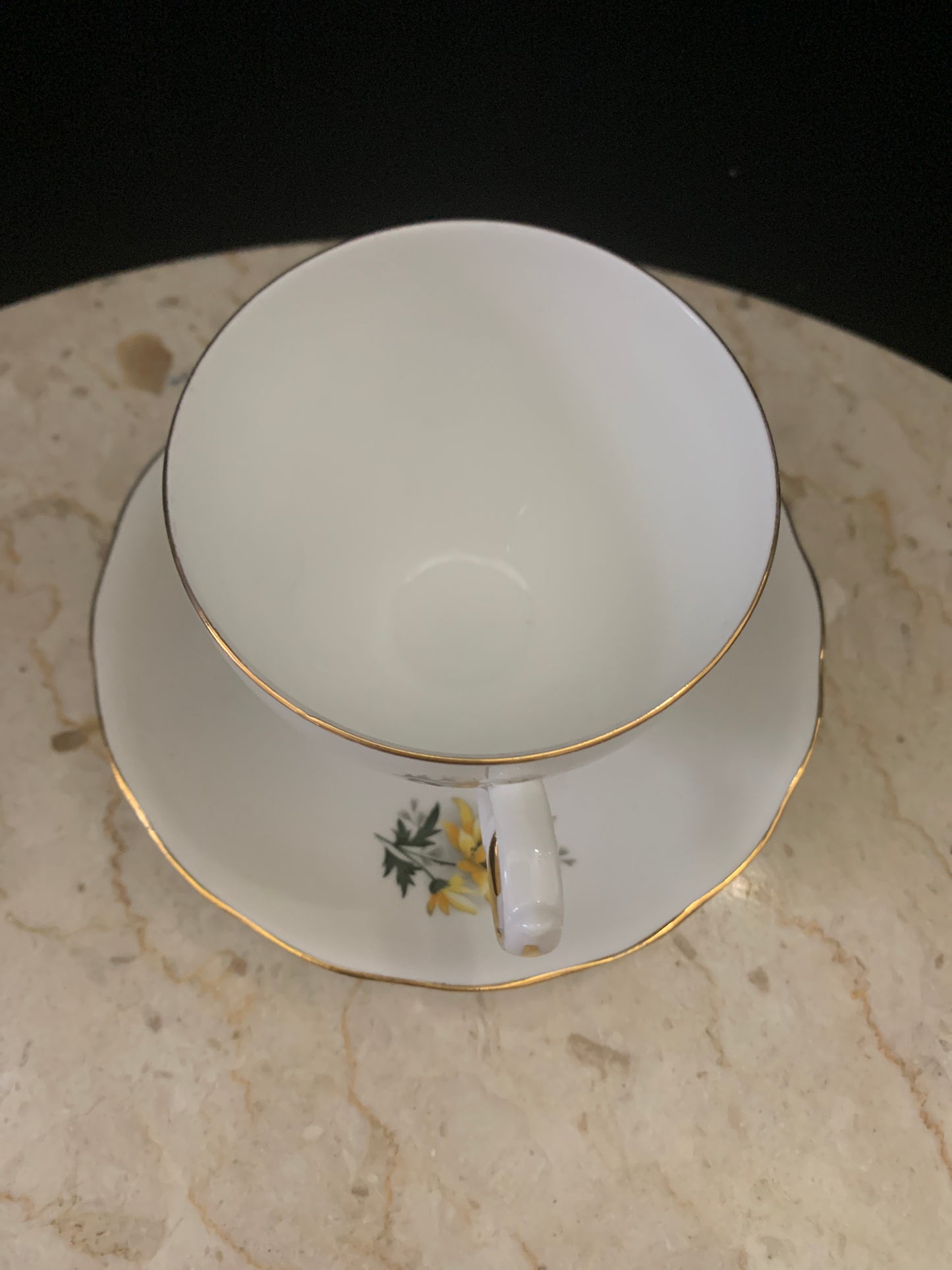 Vintage Tea Cup and Saucer with Yellow Floral Pattern