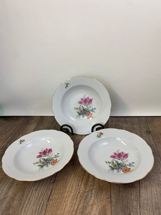 Floral Salad Bowls Set of 3 Vintage China Bowls Made in East Germany