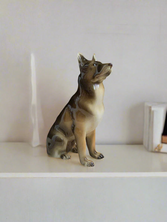 Porcelain dog figurine on a shelf