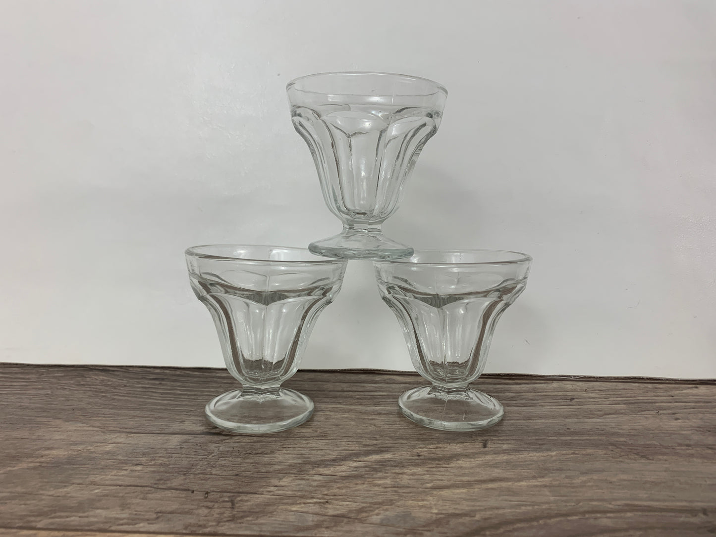 Small Sundae Cups, Vintage Clear Glass Ice Cream Cups, Set of 3 Small Ice Cream Glasses