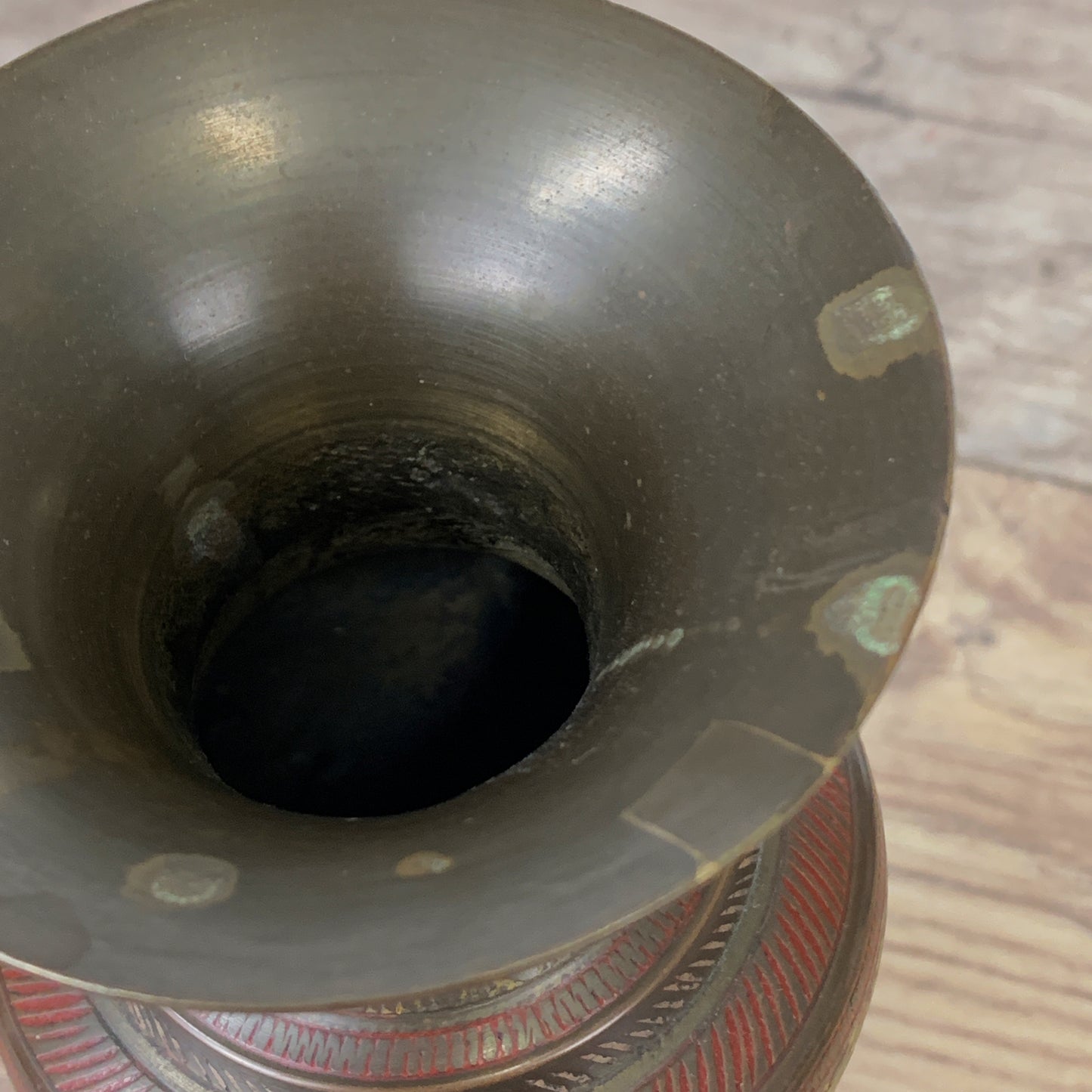 Vintage Brass Urn with Coloured Enamel