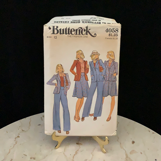 Misses Jacket Skirt and Pants Vintage Sewing Pattern Butterick 4058 Flared Skirt Wide Leg Pants Fitted Jacket