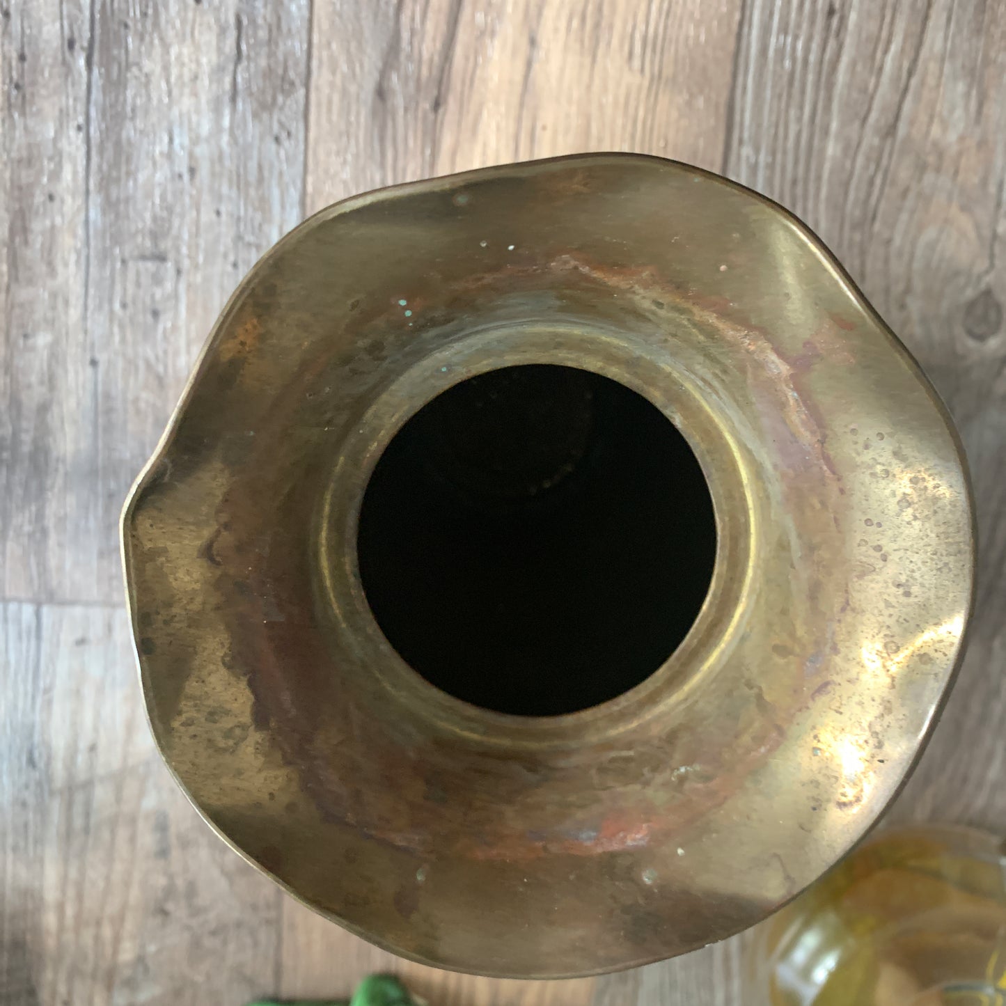 Tall Brass Vase with Tassels, Vintage Brass Planter