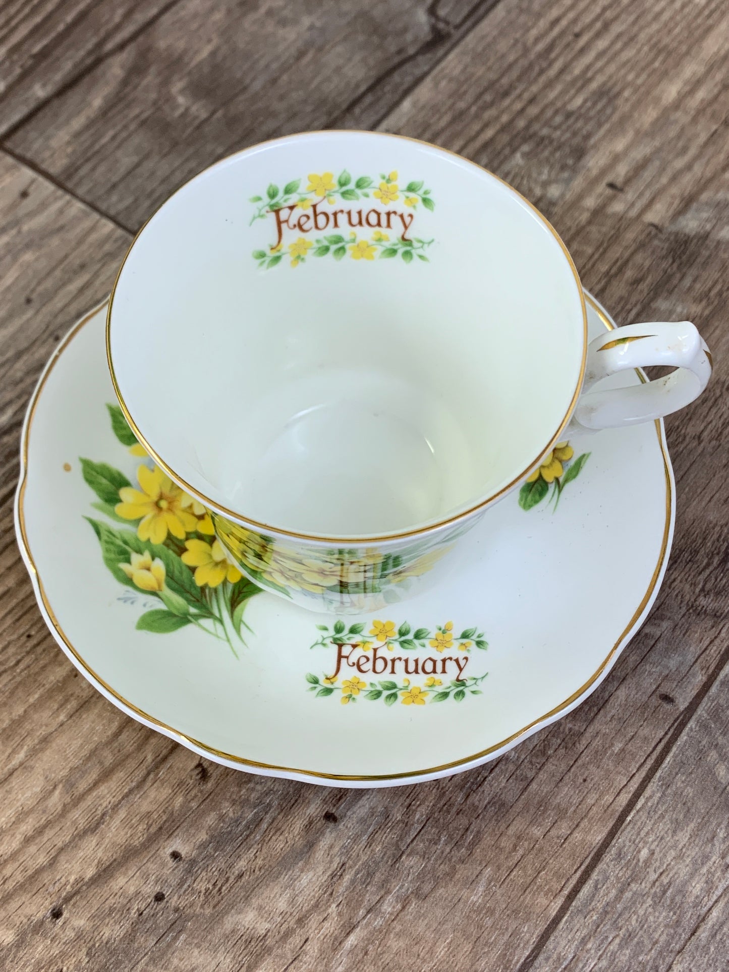 February Birthday Gifts Yellow Floral Vintage Teacup