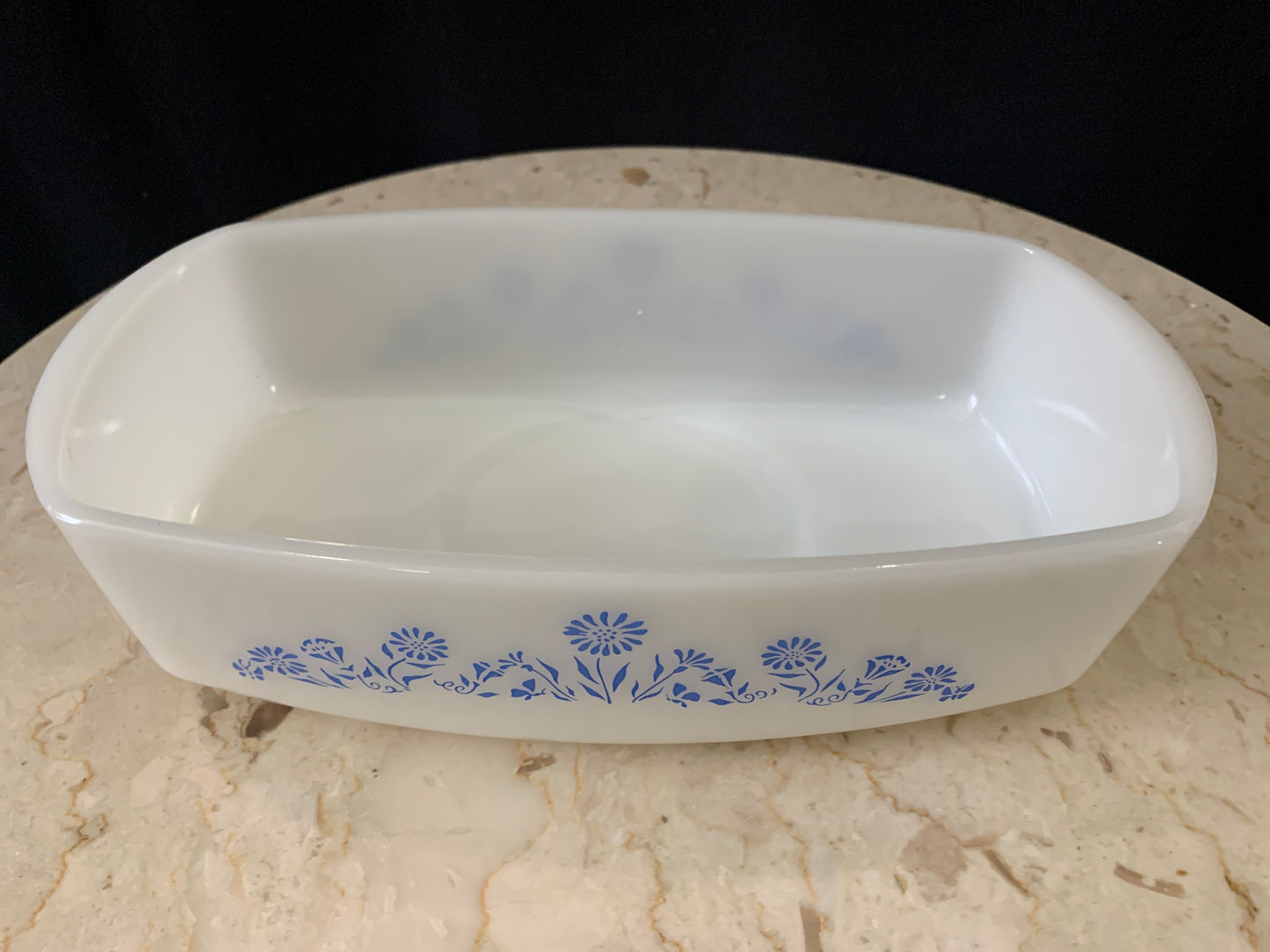 Federal Glass Loaf Pan-Blue and White Vintage Dish