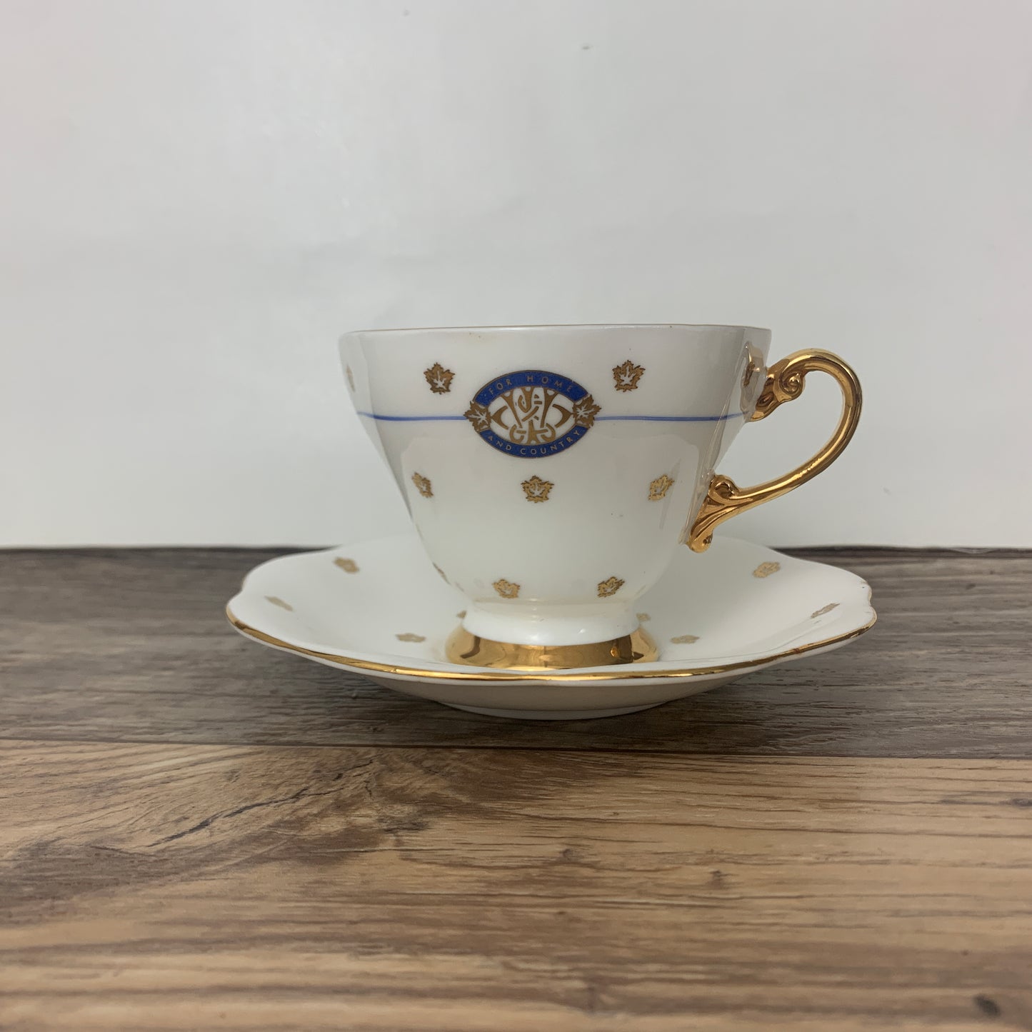 White and Gold Vintage Teacup and Saucer For Home and Country EB Foley