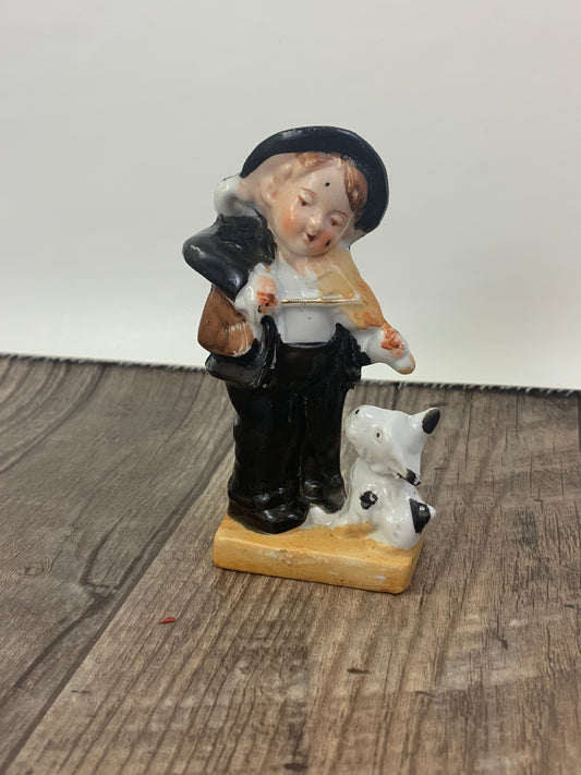 Vintage Figurine, A boy and His Dog, Made in Japan Ceramic Figurine