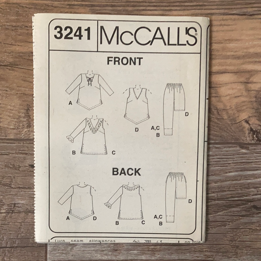 Womens Petite Top and Pull On Pants Plus Size Sewing Pattern Size 18W to 24W McCalls 3241