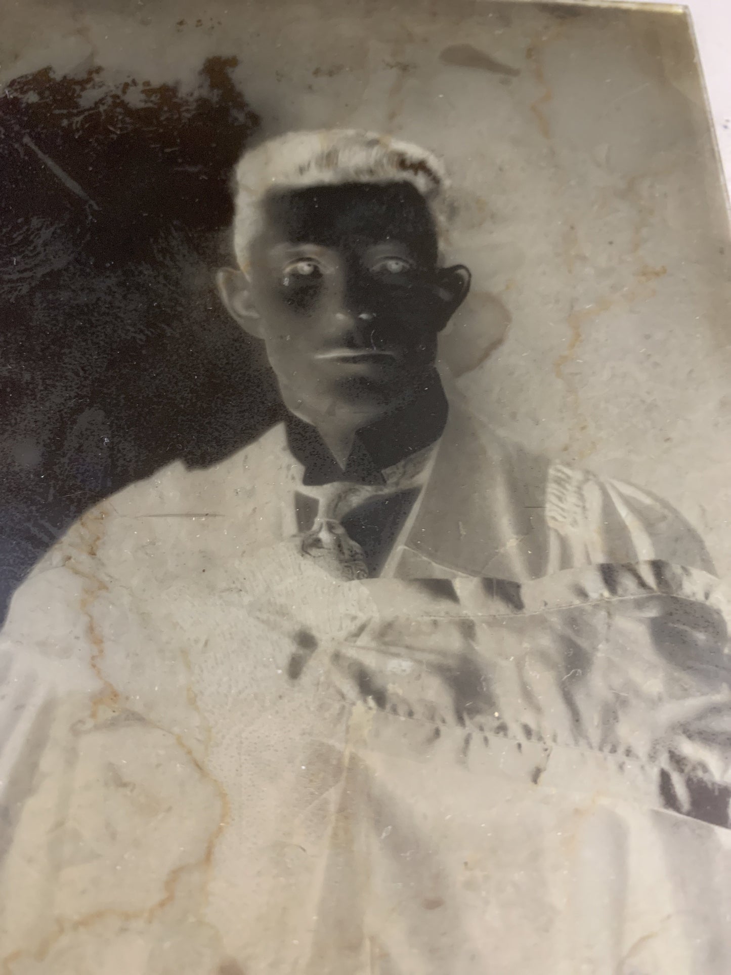 Antique Glass Photo Negative Dry Plate Young Man Graduation Photo