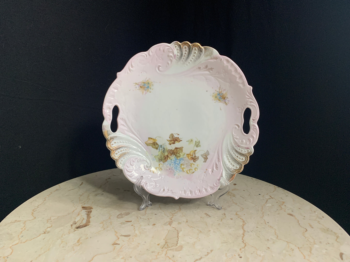 Antique Porcelain Dresser Dish Catch All Handled Dish