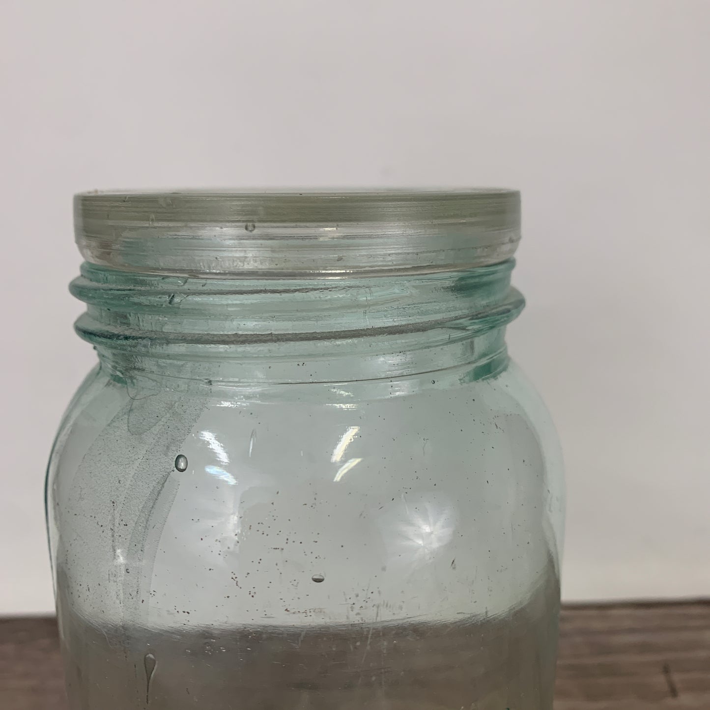 Crown Canning Jar with Green Tint and Clear Lid