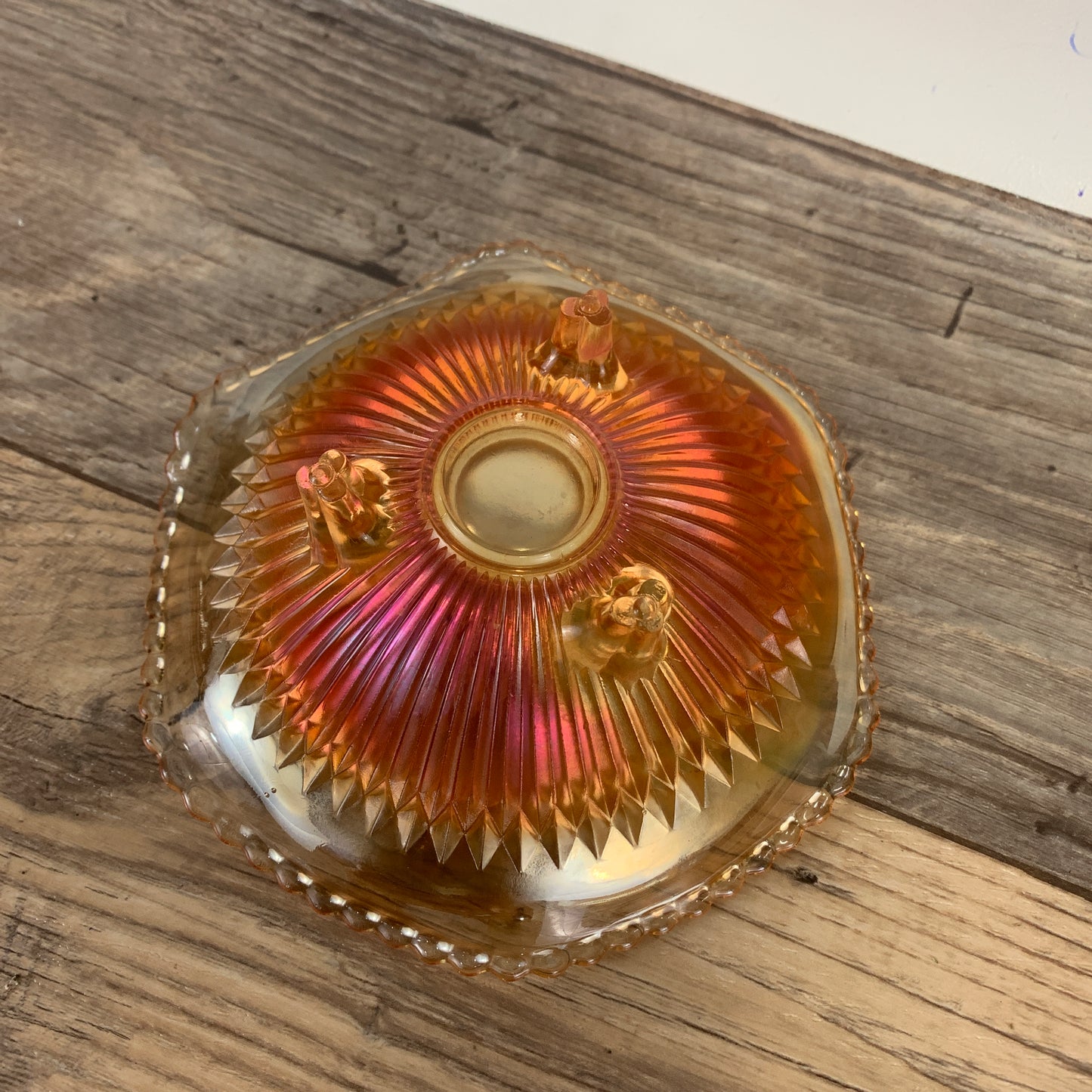 Vintage Marigold Carnival Glass Footed Bowl