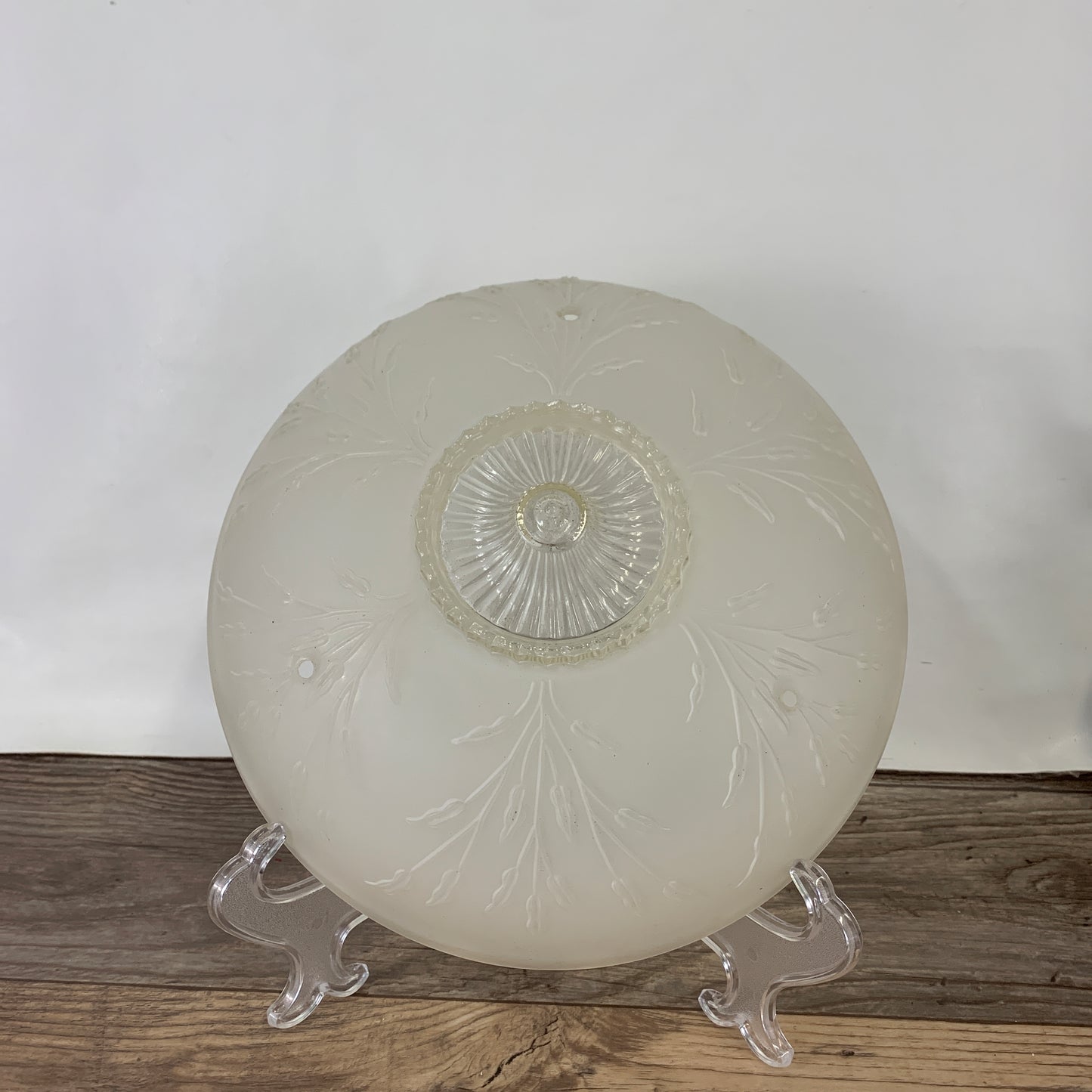 Frosted Glass 3 Hole Light Cover, Antique Lamp Shade with Raised Leaf Design