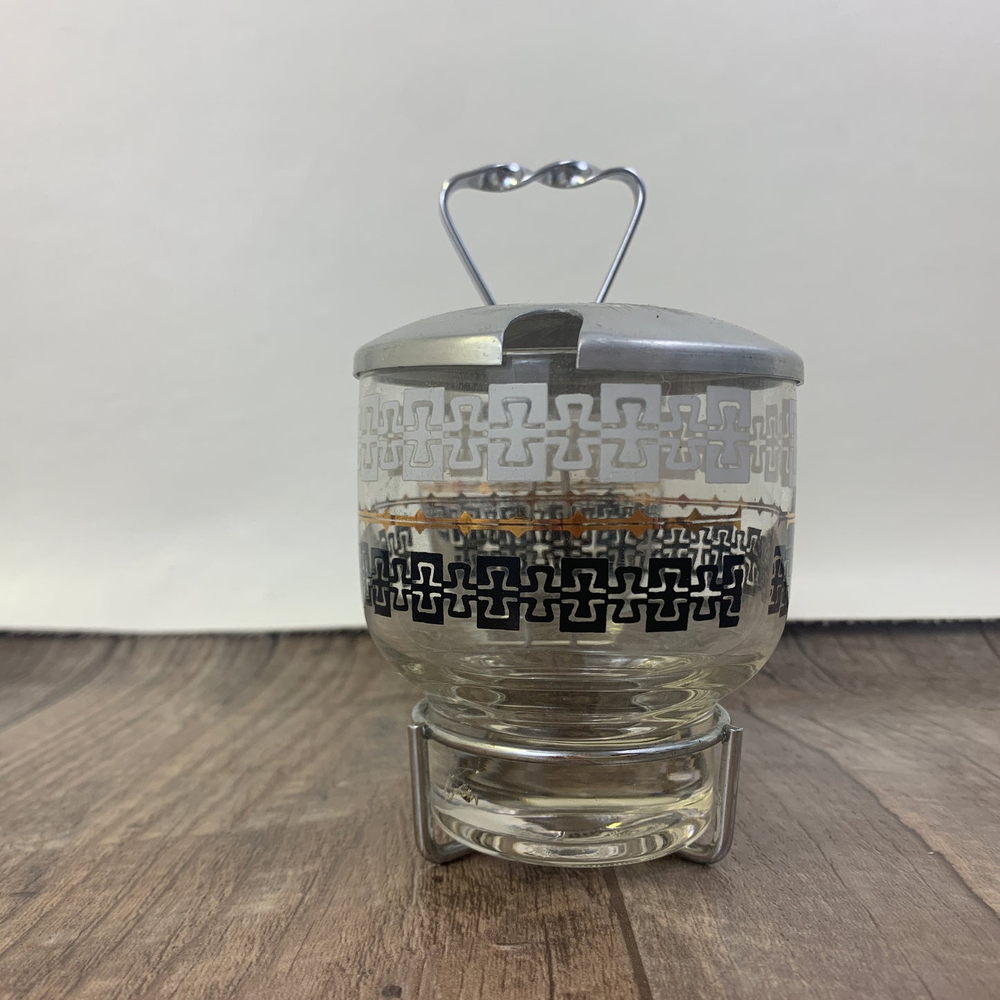 Lidded Condiment Container with Lids, Mid Century Glass Serving Dish for Condiments