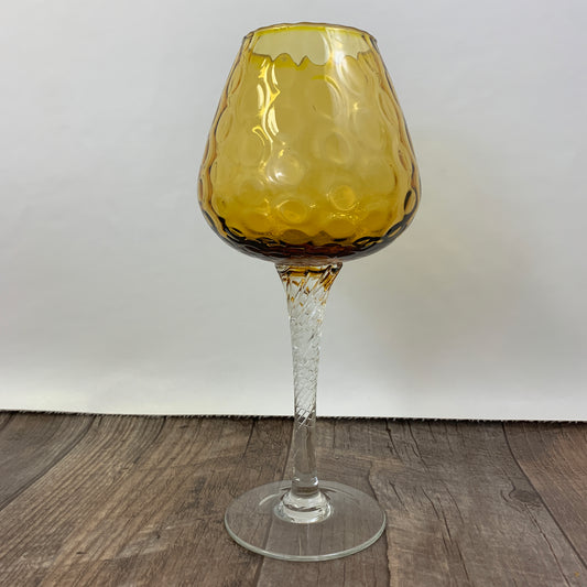 Vintage Amber Art Glass Goblet