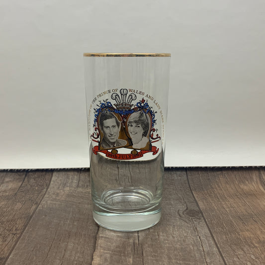 Princess Diana and Prince Charles Commemorative Glass Royal Wedding Souvenir 1980s Collectible