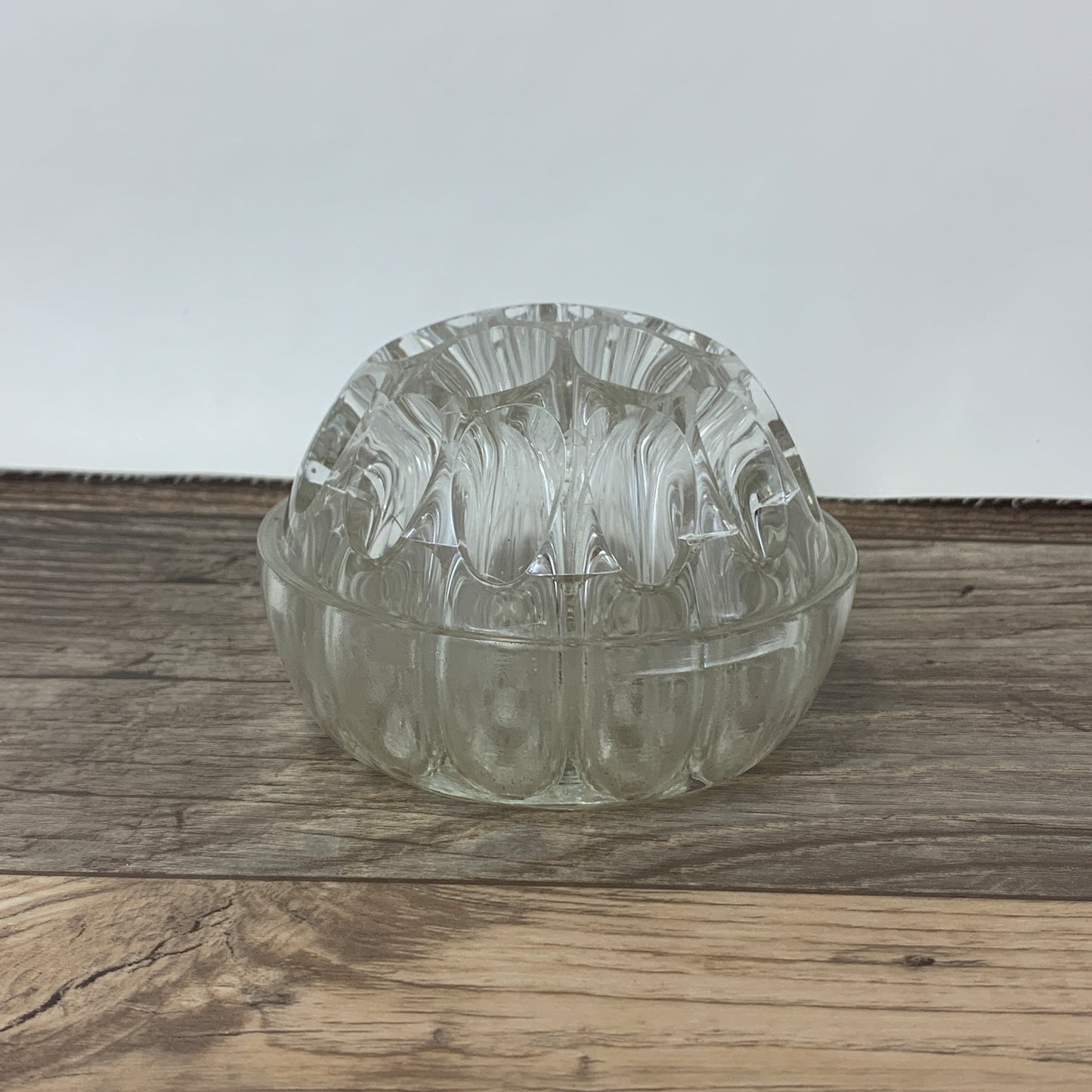 Extra Large Vintage Glass Flower Frog with 17 Holes