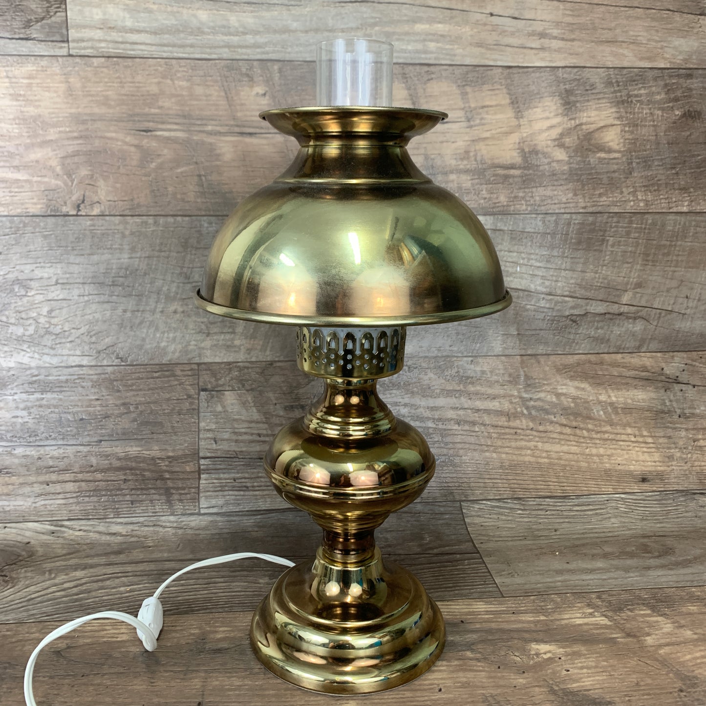 Vintage Brass Lamp, Electric Oil Lamp Style, Vintage Table Lamp